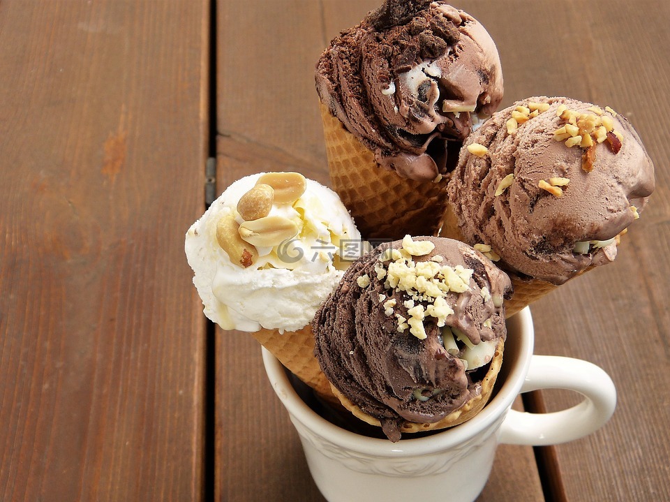 冰,冰淇淋,牛奶冰淇淋