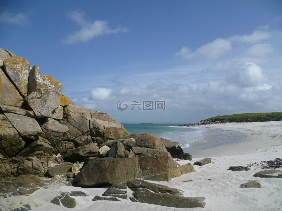 batz 里岛,海滩,岩