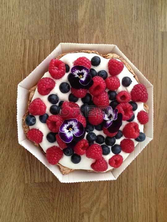水果蛋糕,浆果,花卉