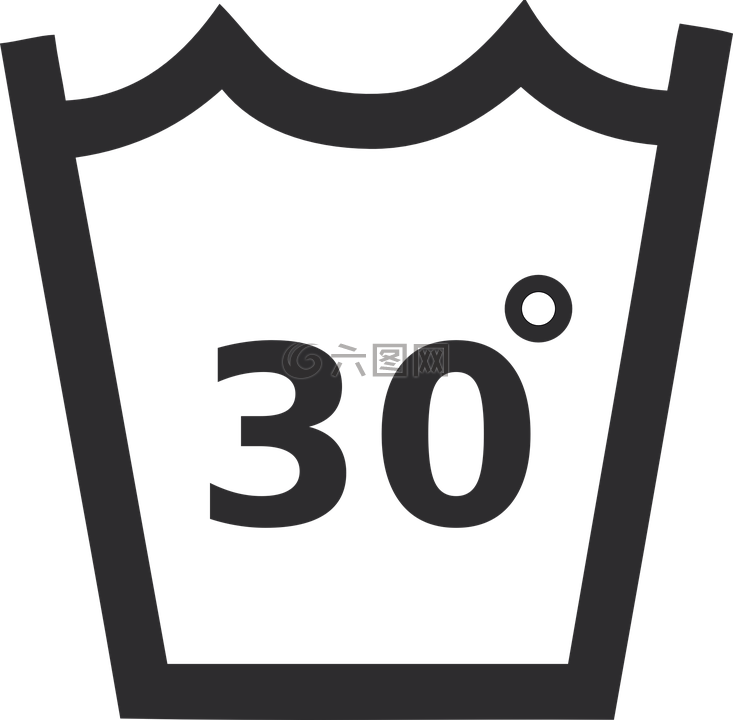 手洗符号,在 30 度洗,三十度