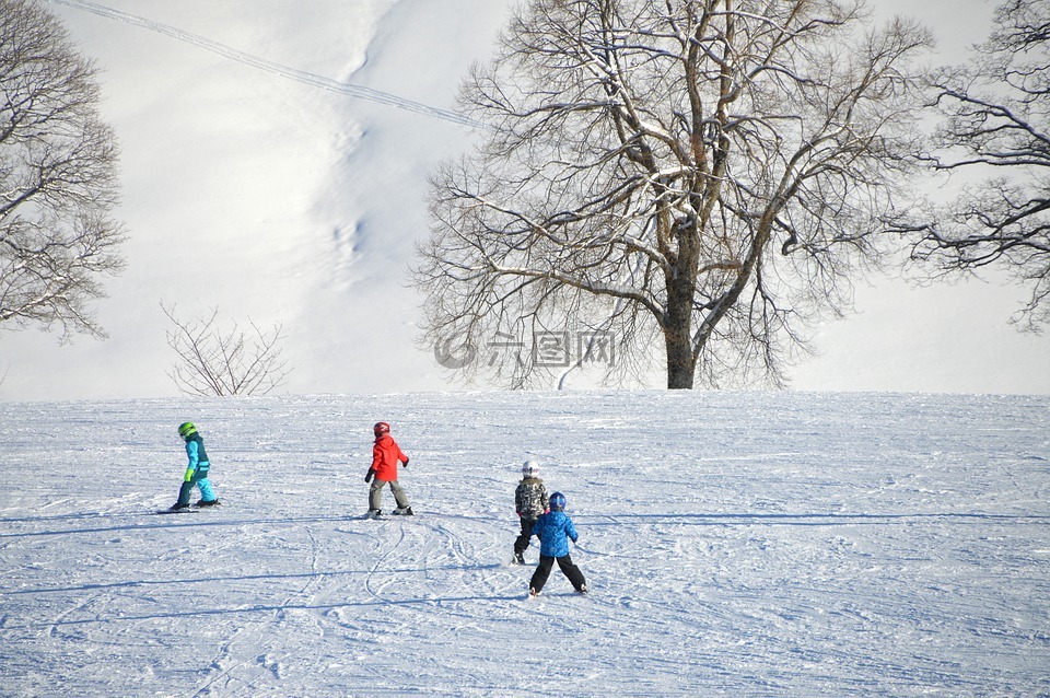 儿童,滑雪经验教训,行使山