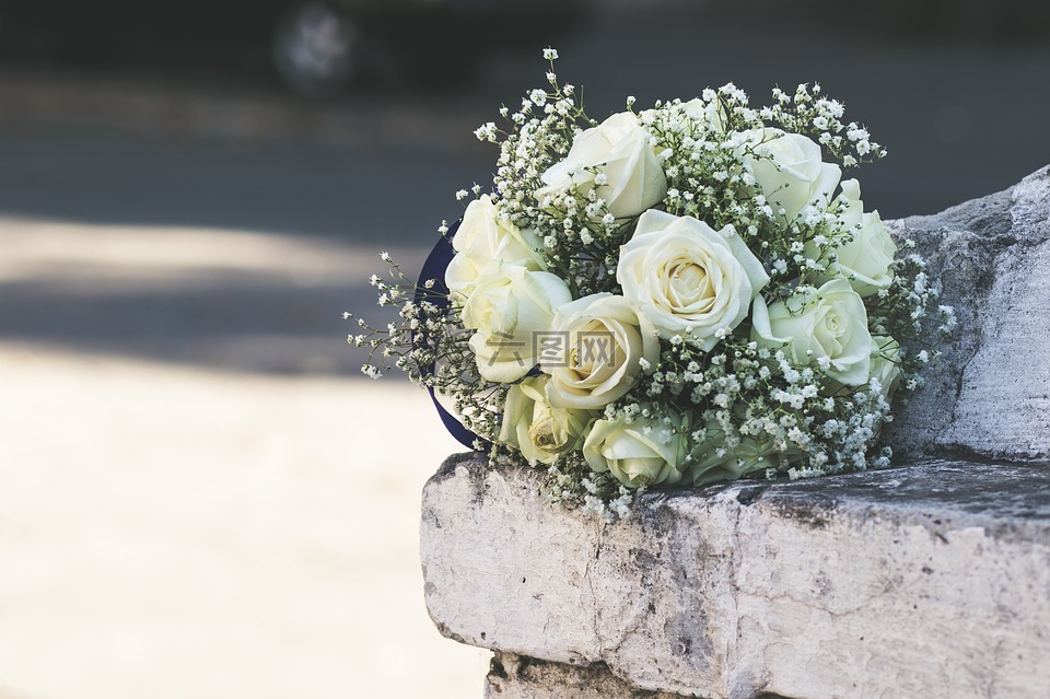 鲜花,婚礼,白