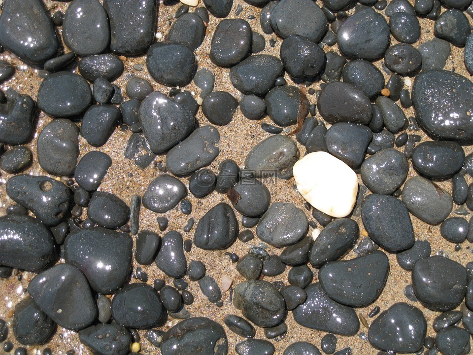石头,卵石,海滩