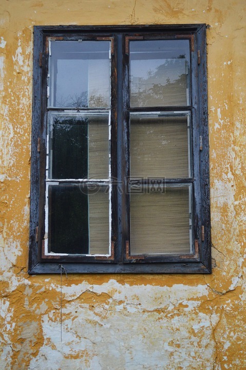 窗口,旧,农舍