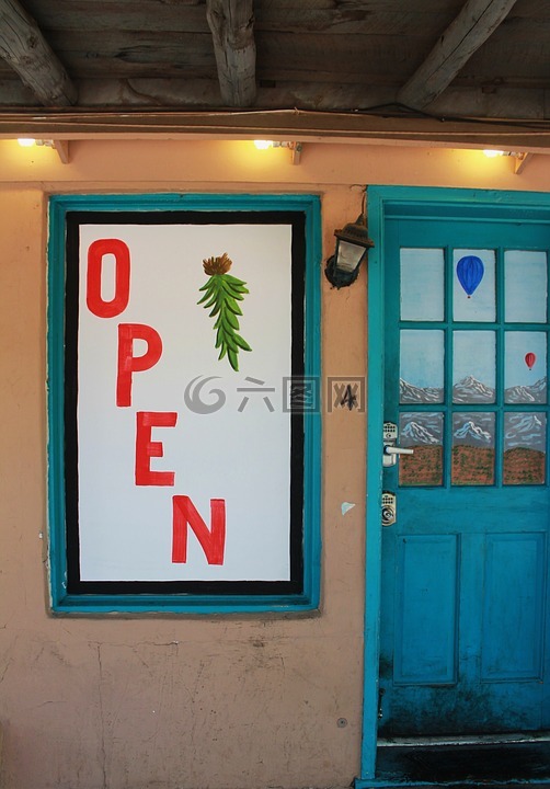 开放的标志,家庭餐馆,新墨西哥州