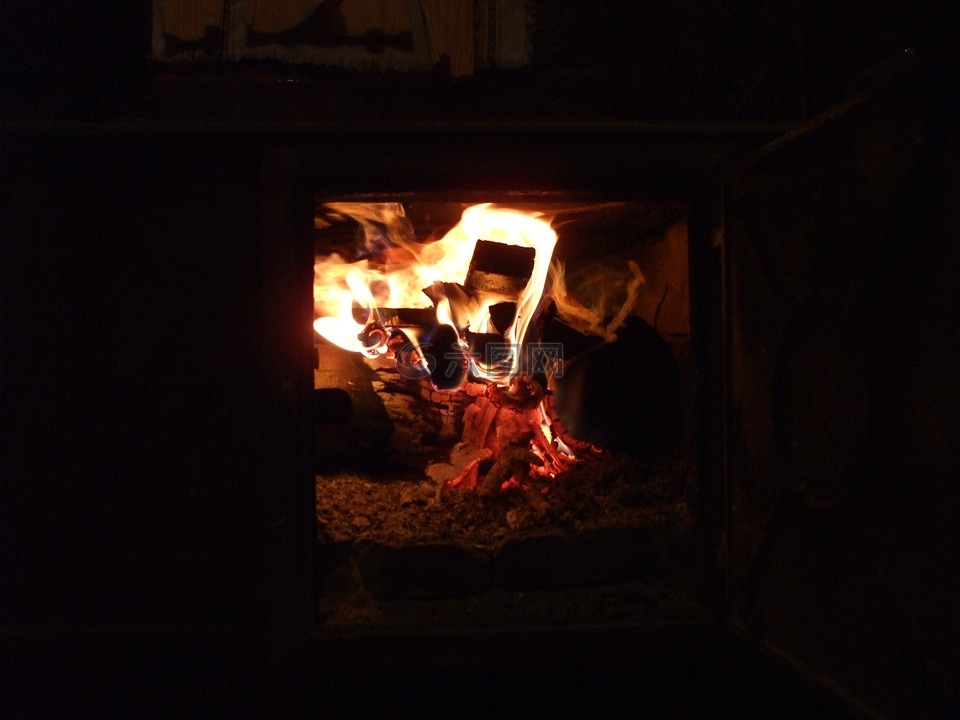 农村壁炉,壁炉,火