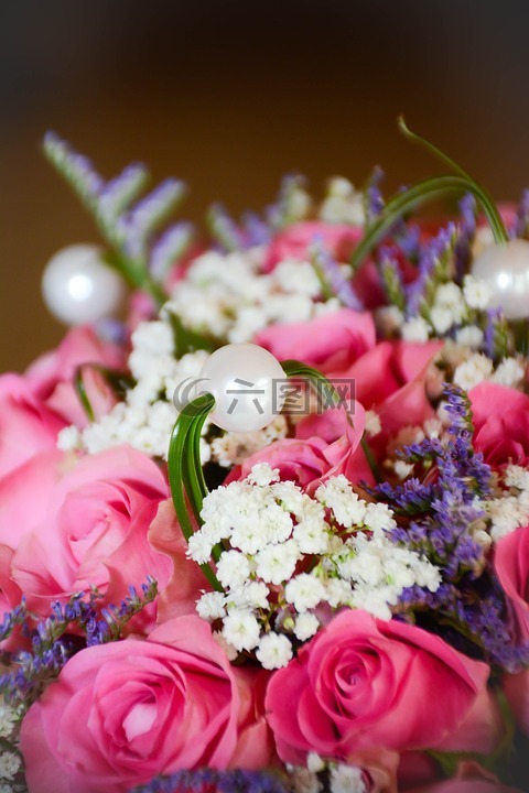 婚礼,花束,粉色