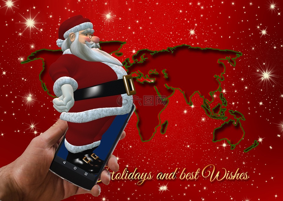 圣诞老人,圣诞节,智能手机