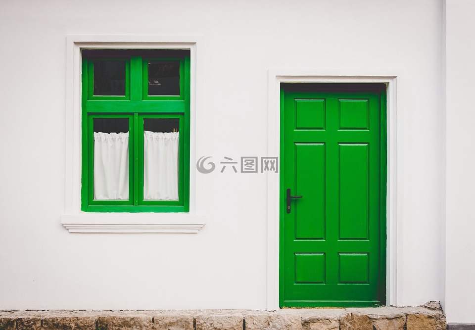 房子,前,绿色