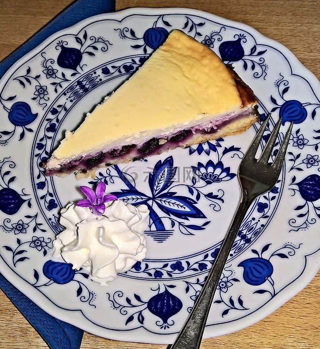 蓝莓蛋糕,与夸克的奶油,糕点
