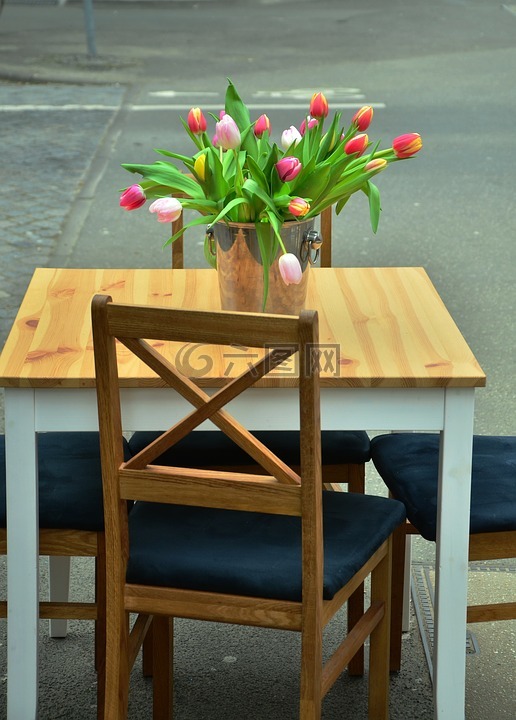 straßencafè,表,椅子
