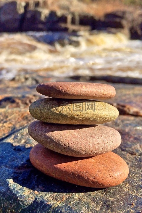 堆放石头,平衡,放松