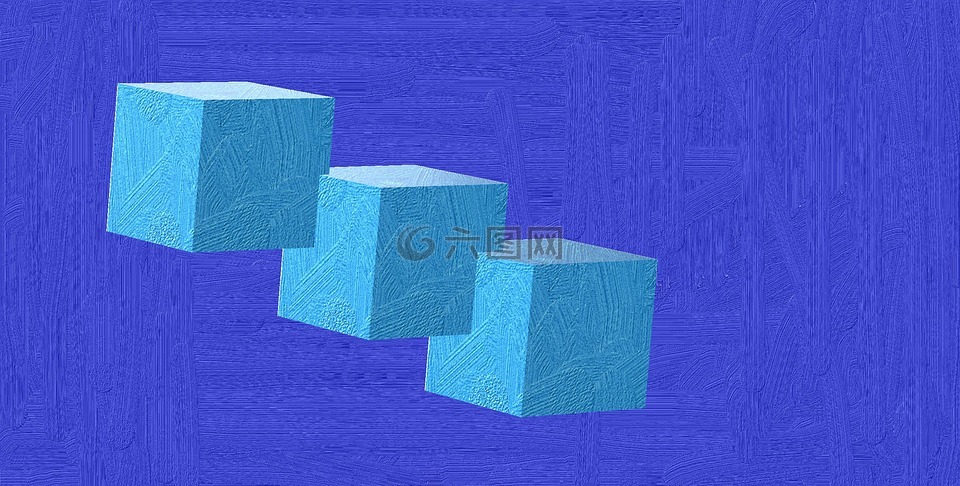 蓝色,立方体,3d