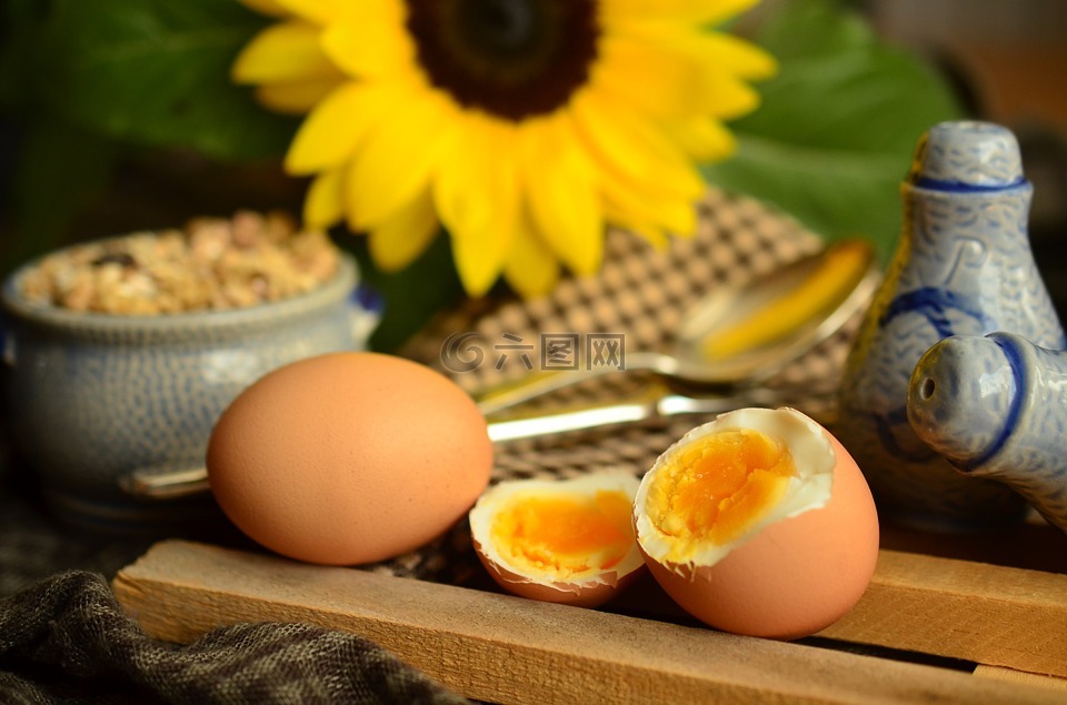 蛋,蛋黄,水煮的蛋