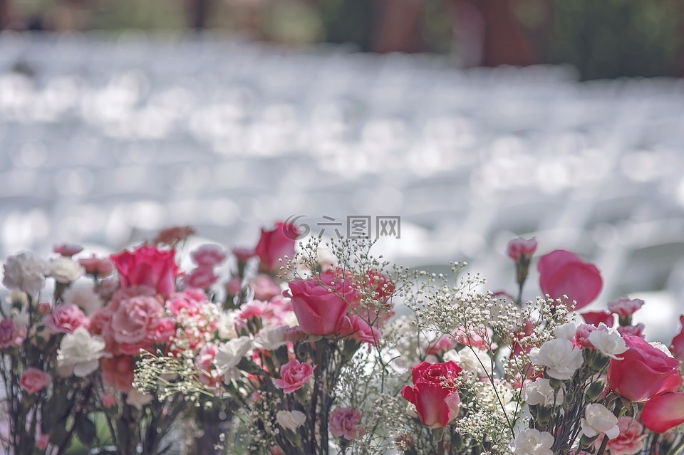 婚礼,玫瑰,康乃馨