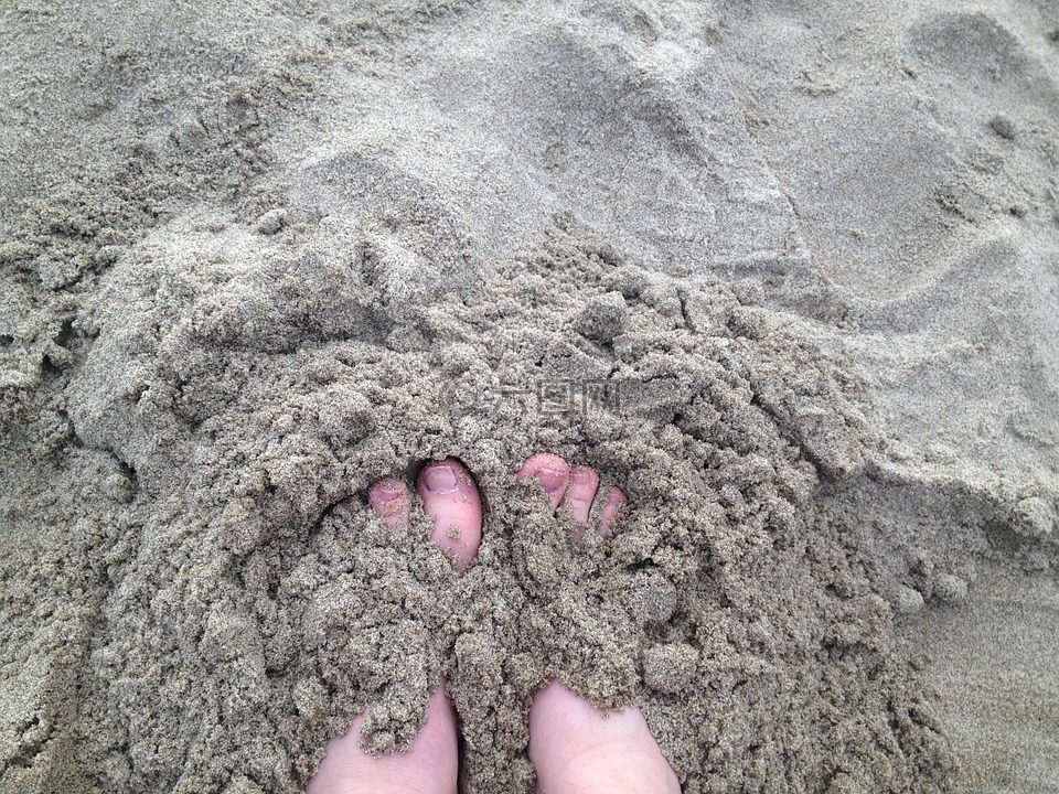 沙,脚,脚趾