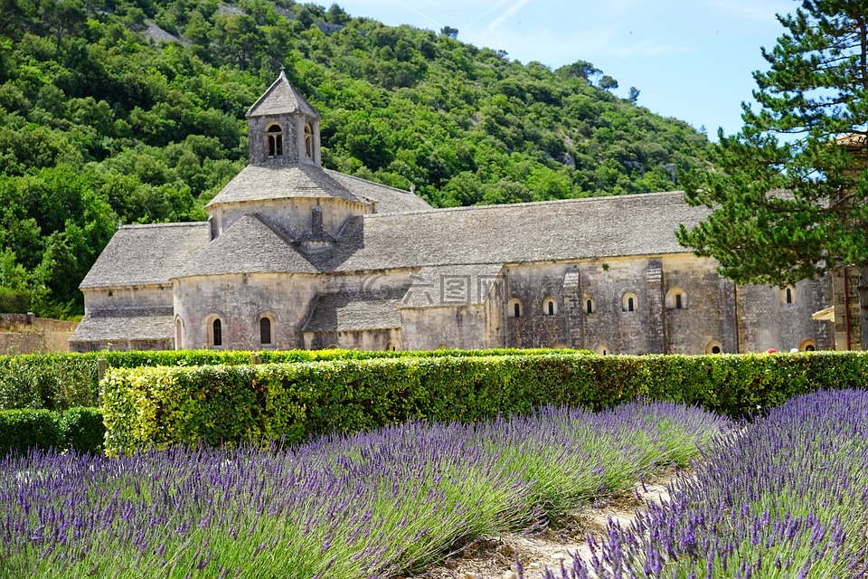修道院sénanque,修道院,阿比