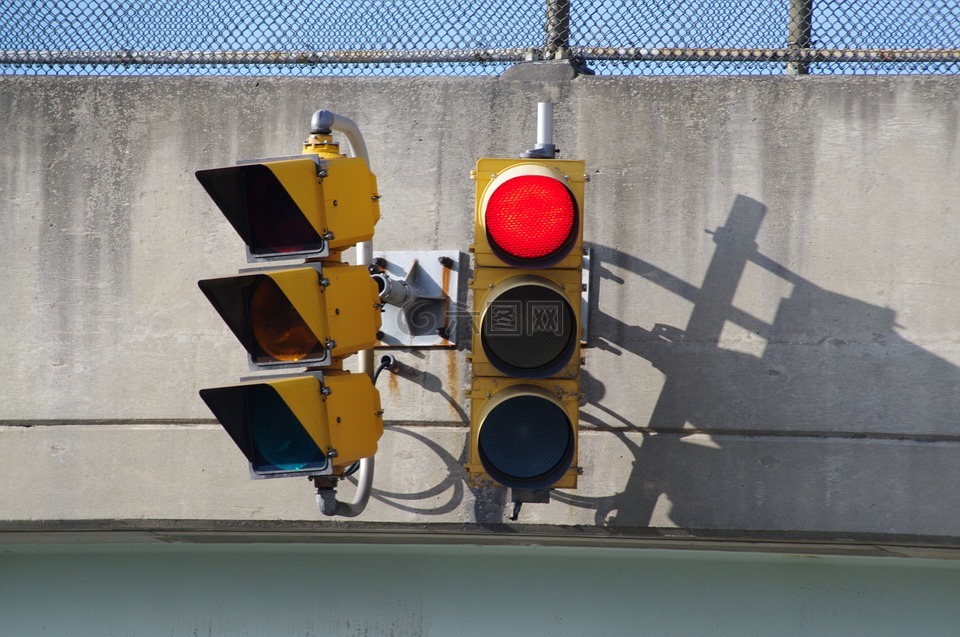 红光,交通信号灯,路牌
