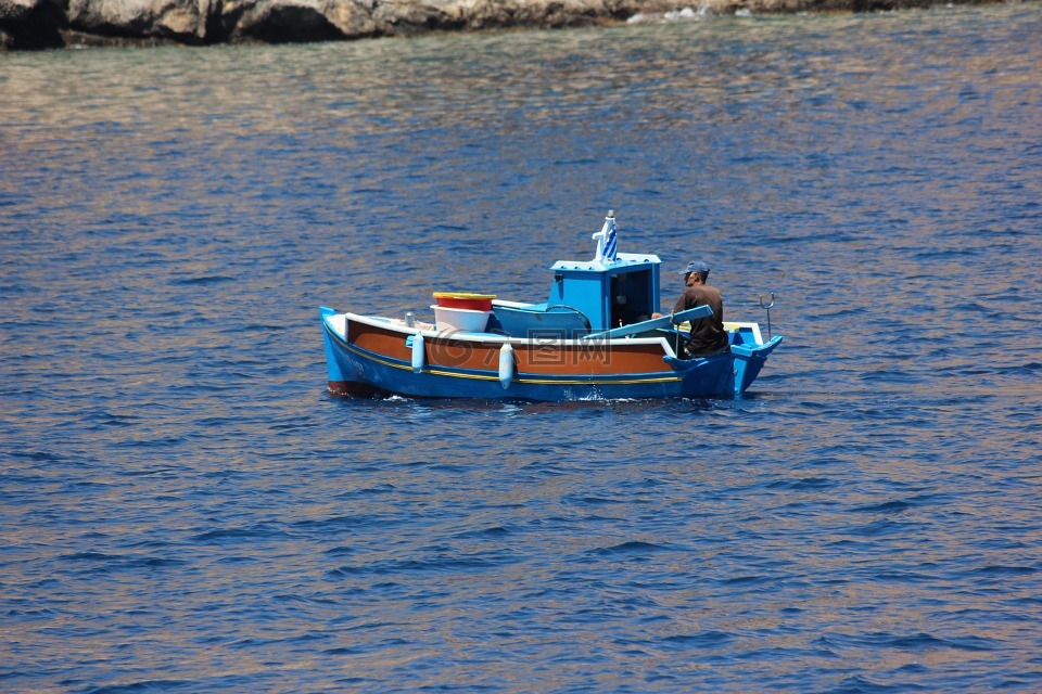 船,渔船,地中海