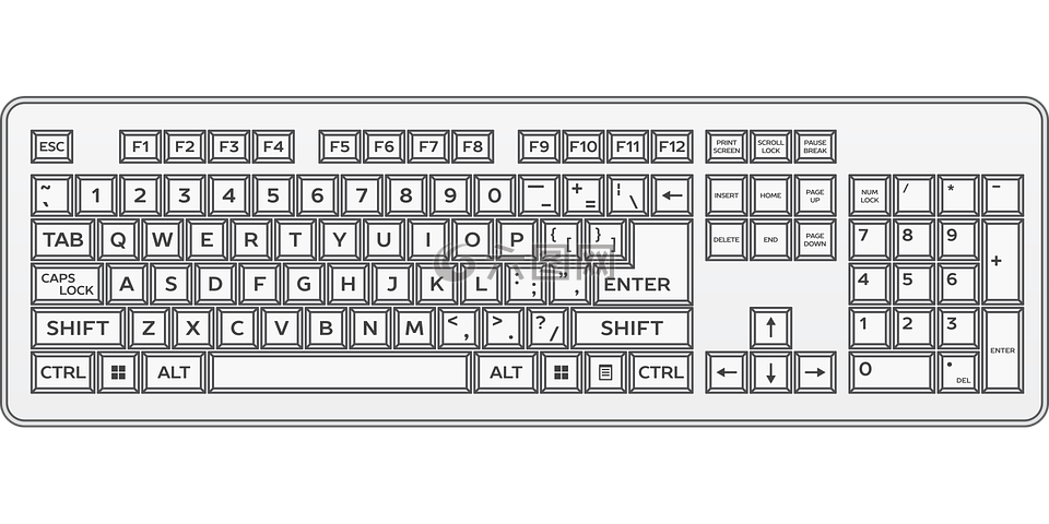 键盘,键盘上的键,打字机
