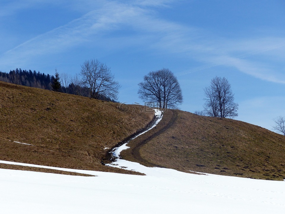 高山的方式,春天,雪reste