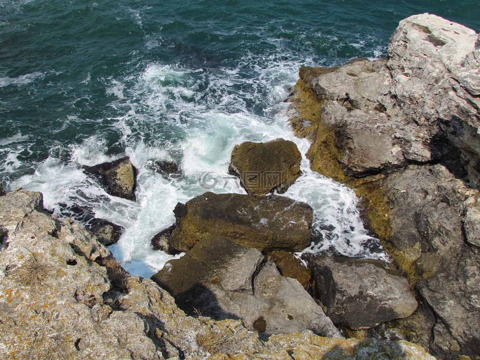 黑海,岩石,波浪