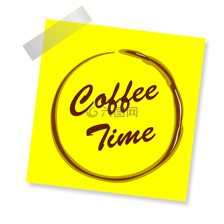 黄色标签,咖啡,咖啡时间
