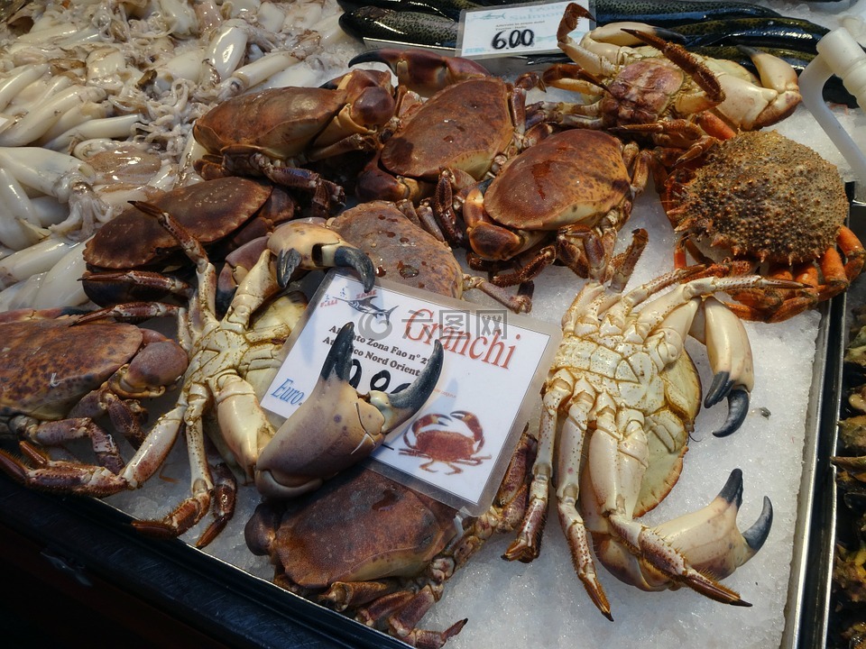 甲壳类动物,螃蟹,鱼市场