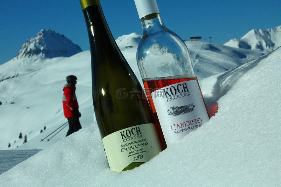 葡萄酒,桃红,滑雪度假村