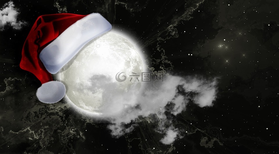 月球,圣诞老人的帽子,圣诞节