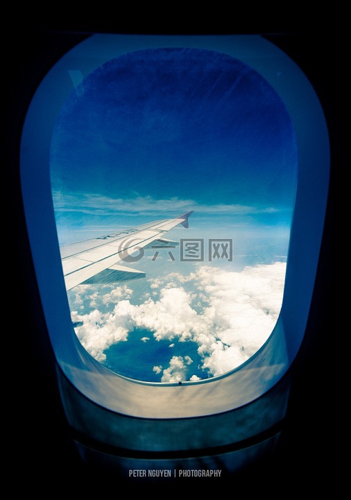 飞机,窗口,翼