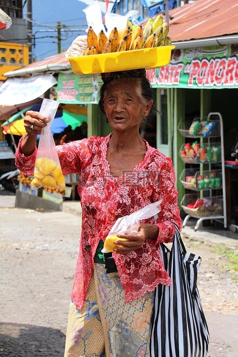 肖像,巴厘岛,老女人
