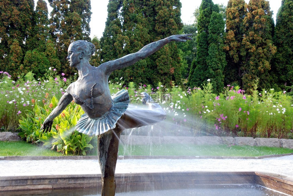 喷泉,公园,雕塑