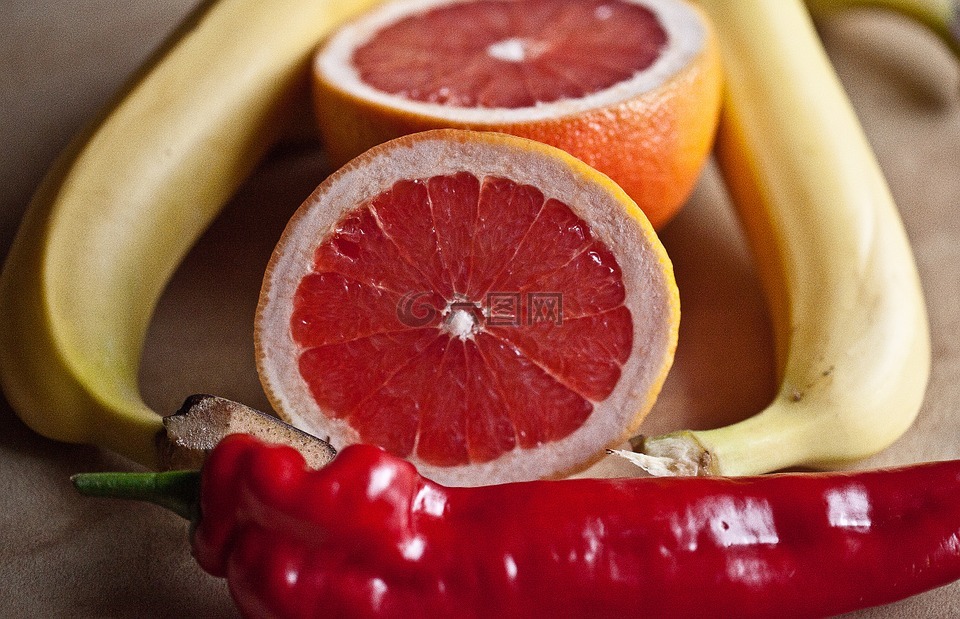 水果,葡萄柚,辣椒