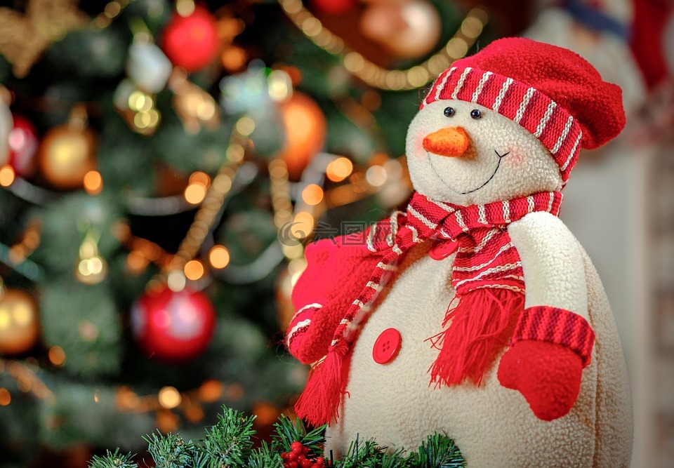 玩具,雪人,圣诞树
