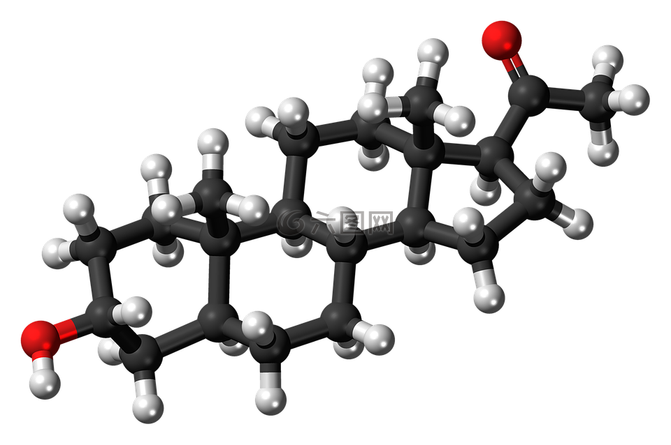四氢孕酮,分子,模型