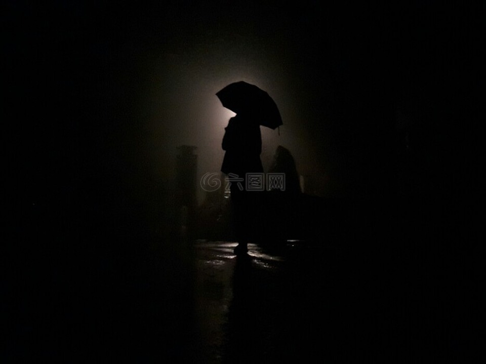 晚上,伞,非