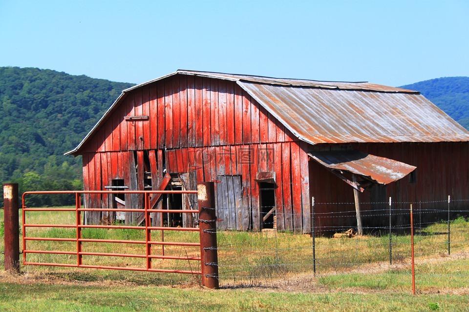 褪色的谷仓,阿肯色州,围栏