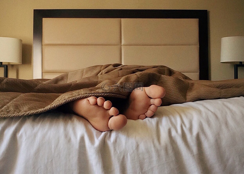 睡眠,床,脚