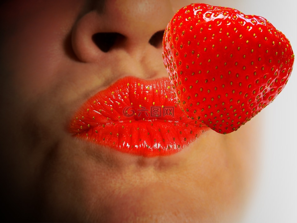 嘴唇,吻,红色