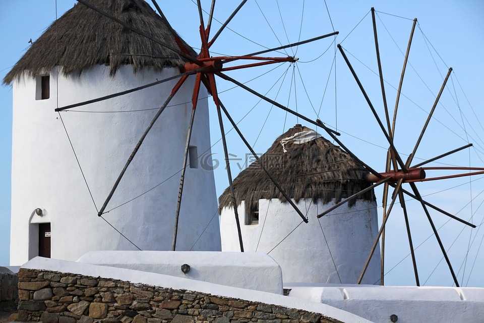 希腊,风车,米科诺斯岛