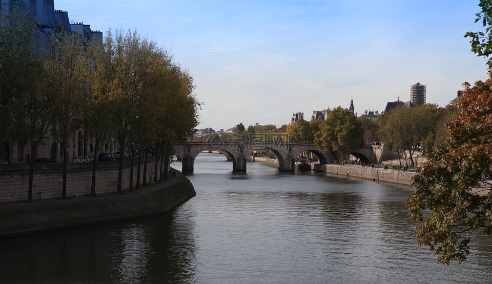 塞纳河畔,桥,巴黎
