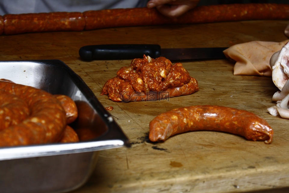 香肠,肉类,屠夫