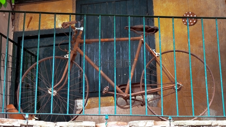 自行车,两个轮子,阳台