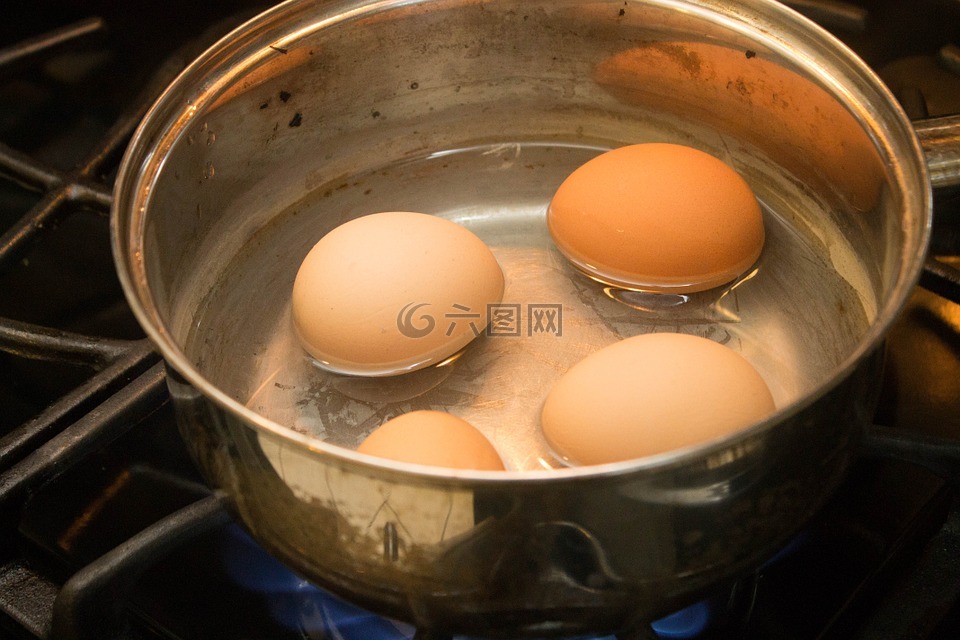 鸡蛋,煮熟的鸡蛋,早餐