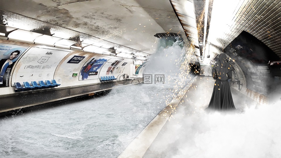 混乱,地铁,地铁站