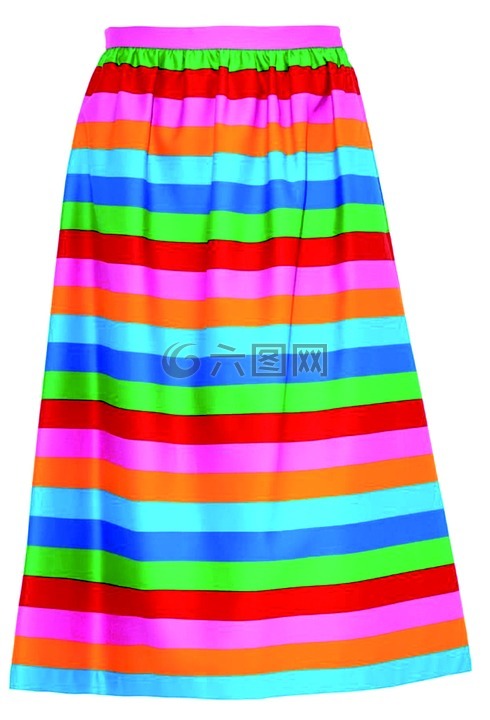 裙子,有条纹,彩虹色