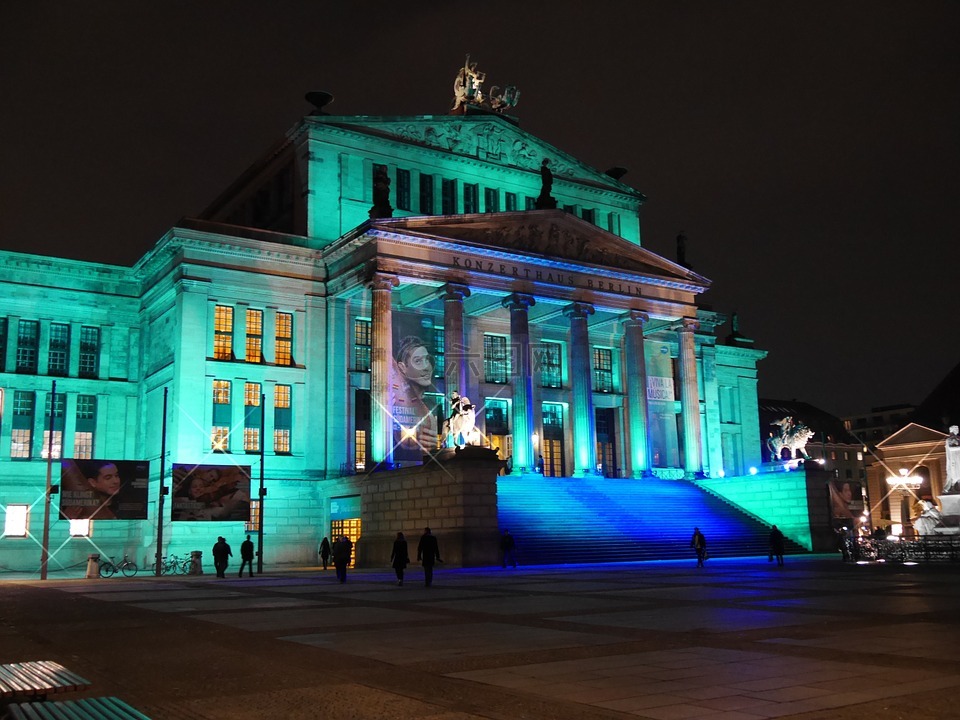 音乐厅,柏林,夜间照片