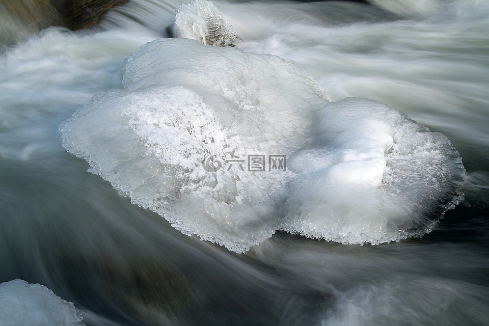 冰萨勒,冰冻的河,冬天