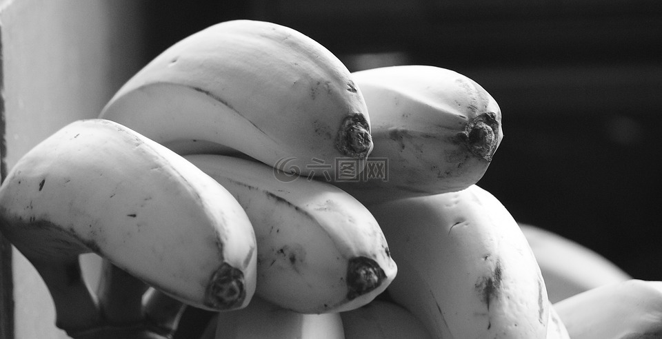 图像,黑色和白色,香蕉
